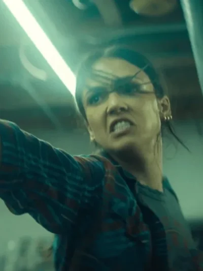 Jessica Alba Trigger Warning 2024 Plaid Jacket