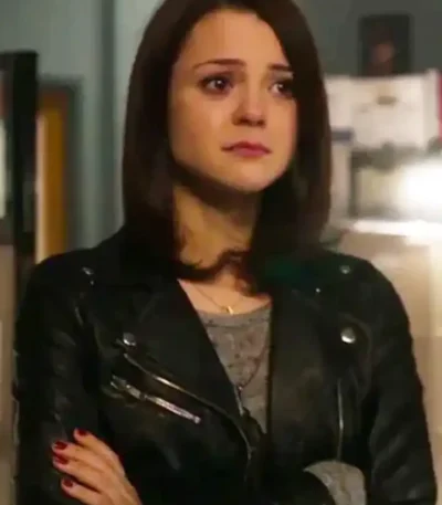 Kathryn Prescott Finding Carter S02 Black Leather Jacket