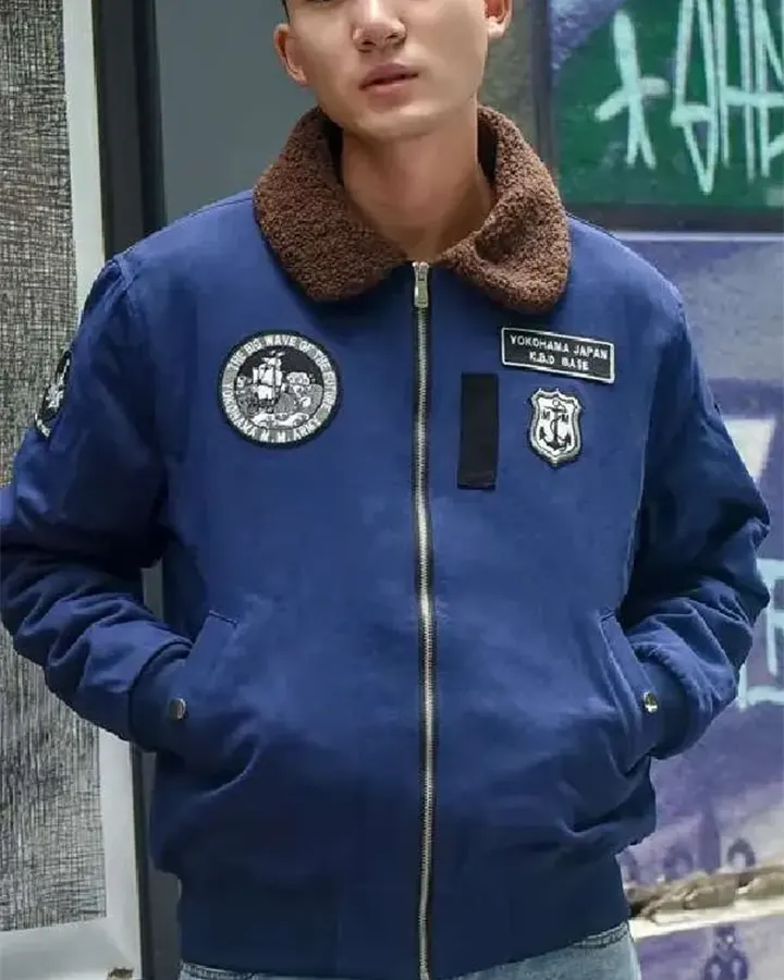 Kouichi Adachi Like a Dragon Infinite Wealth Blue Bomber Jacket Kouichi Adachi Like a Dragon Infinite Wealth Blue Bomber Jacket