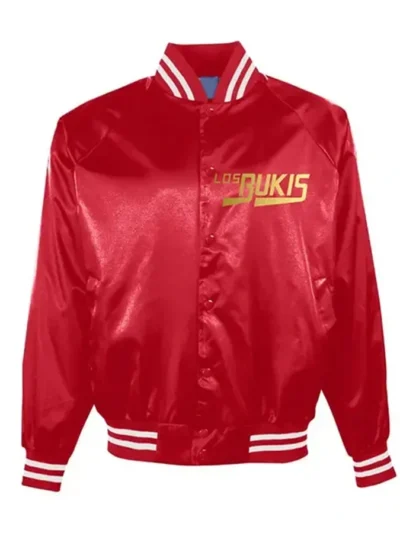 Los Bukis Black and Red Satin Varsity Bomber Jacket