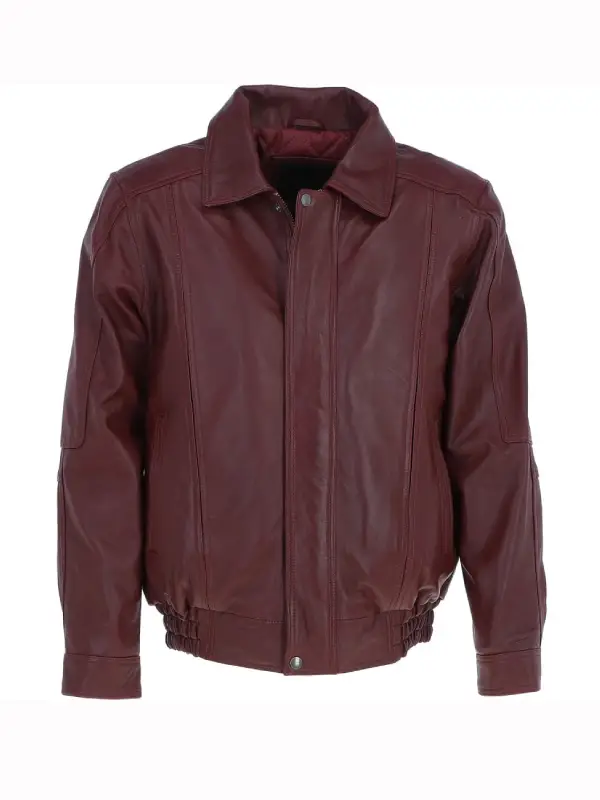 Mens Burgundy Leather Brando Bomber Jacket Mens Burgundy Leather Brando Bomber Jacket