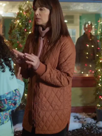 Michelle Morgan Quilted Brown Bomber Jacket