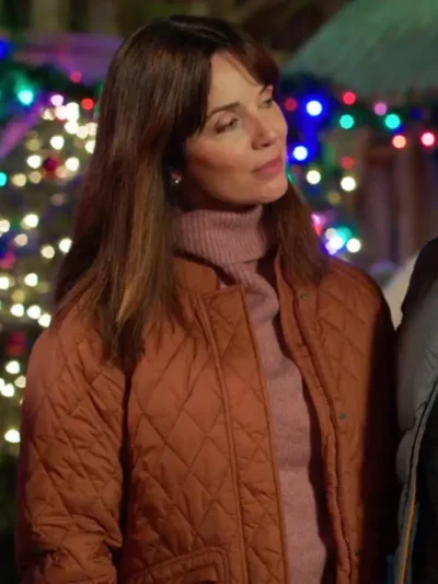 Michelle Morgan Quilted Brown Bomber Jacket