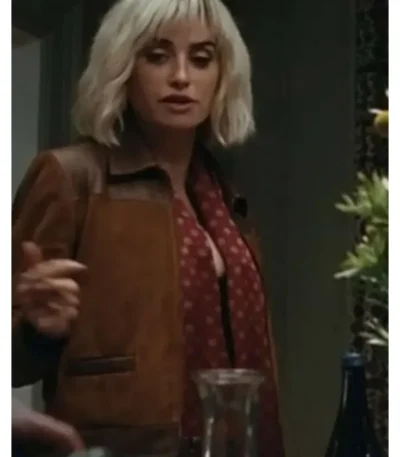 The Invite Penelope Cruz Brown Suede Jacket