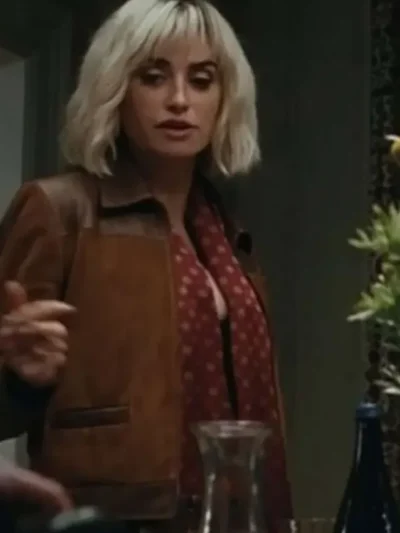 The Invite Penelope Cruz Brown Suede Jacket