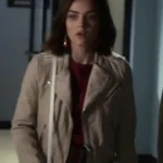 Pretty Little Liars S07 Lucy Hale Beige Biker Leather Jacket