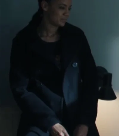 Reacher S02 Frances Neagley Black Wool Coat