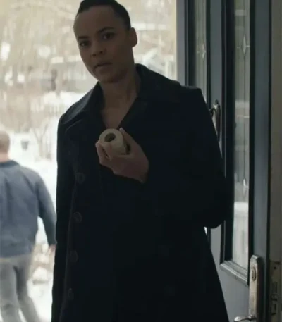 Reacher S02 Frances Neagley Black Wool Coat