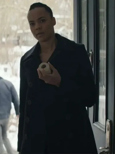 Reacher S02 Frances Neagley Black Wool Coat