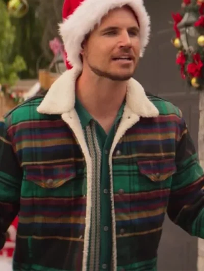 Robbie Amell Exams 2023 Plaid Sherpa Jacket