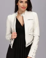 Sasha Pieterse Pretty Little Liars S05 White Leather Jacket
