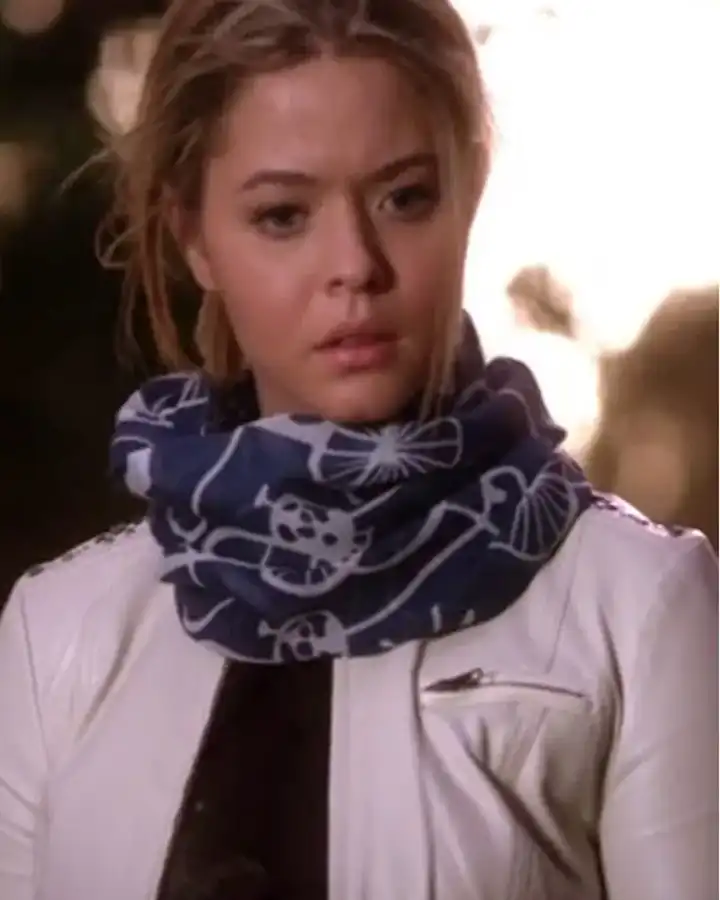 Sasha Pieterse Pretty Little Liars S05 White Leather Jacket Sasha Pieterse Pretty Little Liars S05 White Leather Jacket