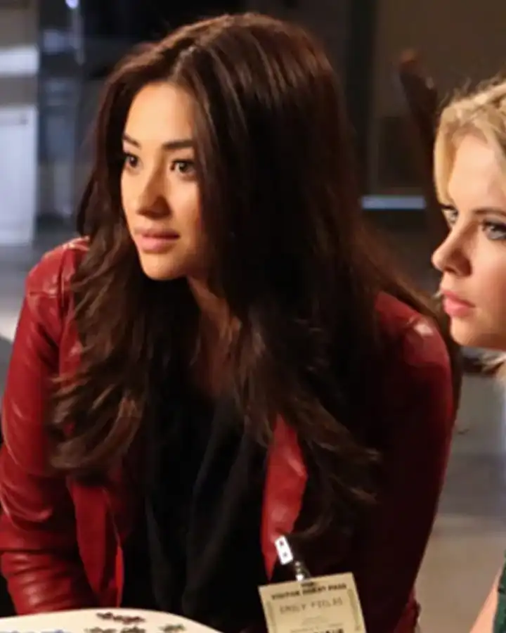 Shay Mitchell Pretty Little Liars S03 Burgundy Leather Jacket Shay Mitchell Pretty Little Liars S03 Burgundy Leather Jacket