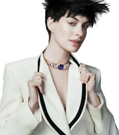 Anne Hathaway Vogue China White Blazer