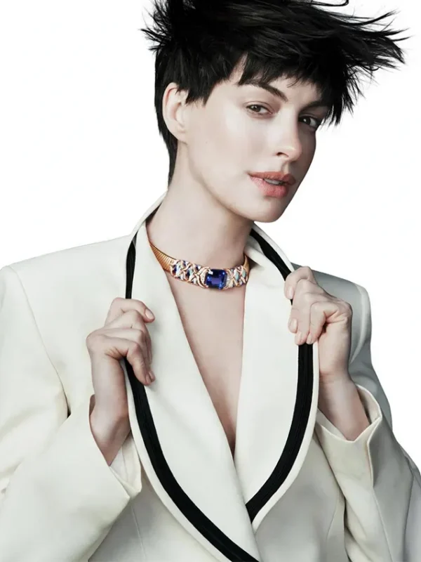 Anne Hathaway Vogue China White Blazer