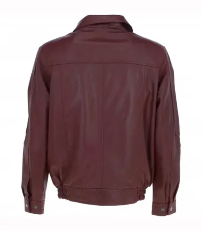 Mens Burgundy Leather Brando Bomber Jacket