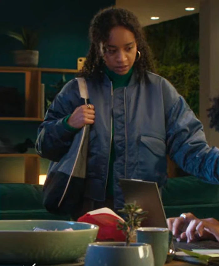 Siena Kelly Black Mirror S07 Blue Bomber Jacket Siena Kelly Black Mirror S07 Blue Bomber Jacket