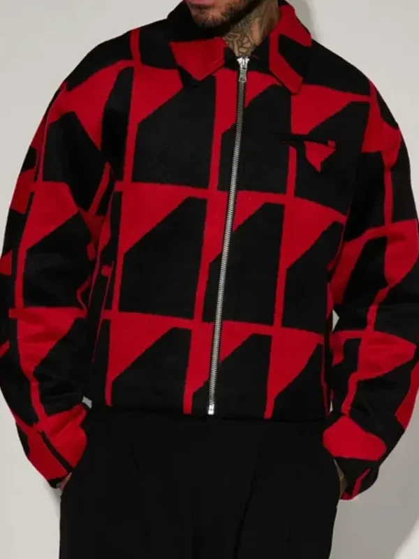Skyh Black All the Queens Men Jacquard Cropped Jacket