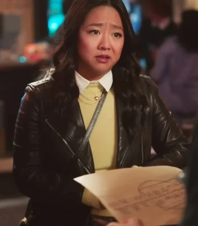 Stephanie Hsu Laid Black Leather Jacket