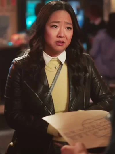 Stephanie Hsu Laid Black Leather Jacket