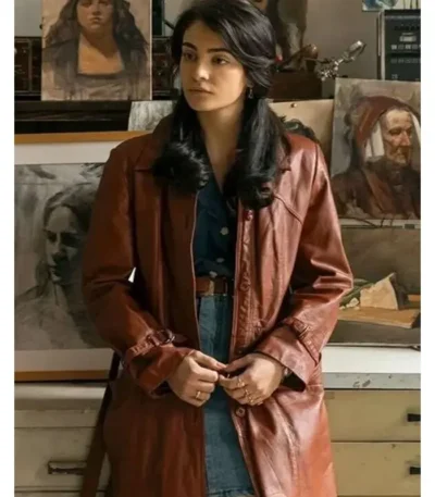 The Big Fake Aurora Giovinazzo Brown Coat