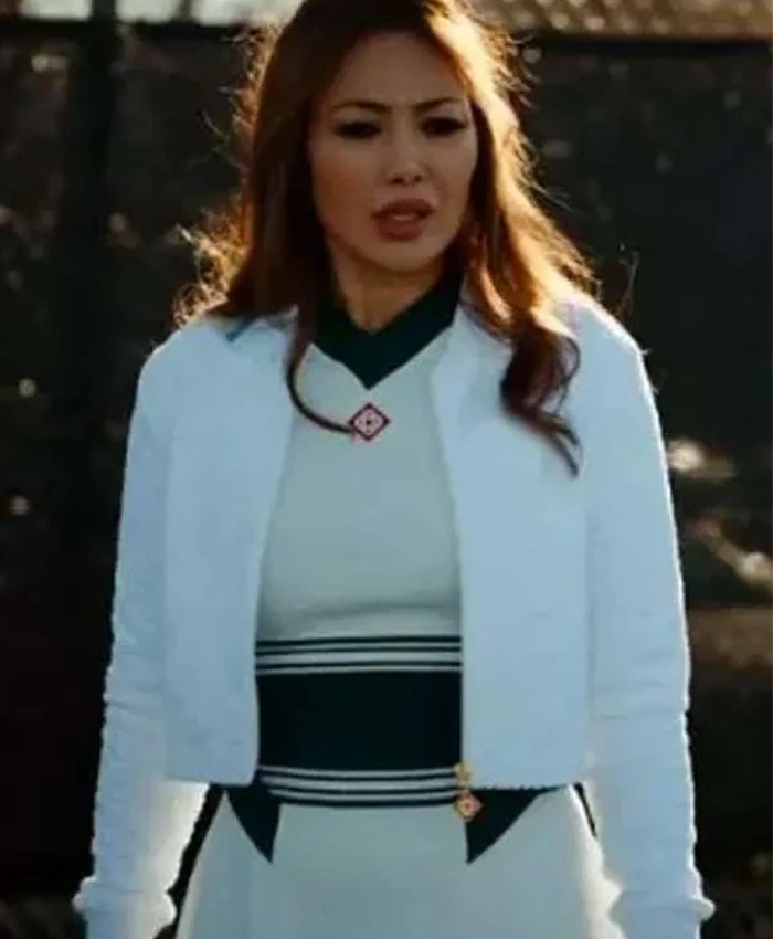 The Cleaning Lady S04 Bianca White Bomber Jacket The Cleaning Lady S04 Bianca White Bomber Jacket