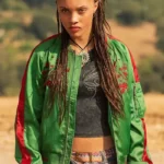 The Iris Affair Joy Baxter Green Bomber Jacket
