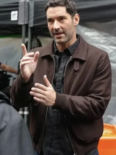 Tom Ellis CIA S01 Brown Bomber Jacket