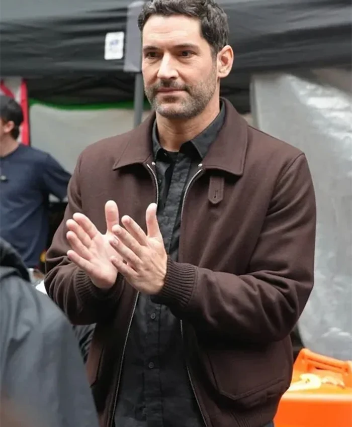 Tom Ellis CIA S01 Brown Bomber Jacket Tom Ellis CIA S01 Brown Bomber Jacket