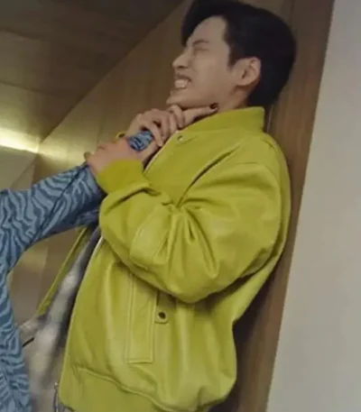 Tomorrow Ji-On Yoon Green Bomber Leather Jacket