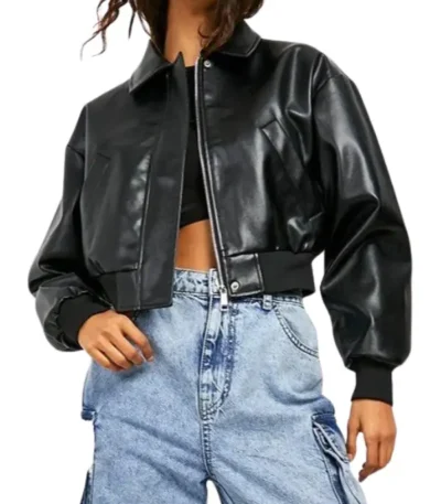 Verona Black Oversized Leather Bomber Jacket