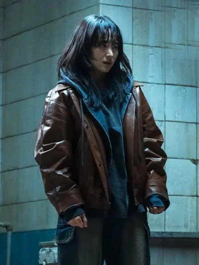 Won Jin-ah The Defects Brown Leather Jacket