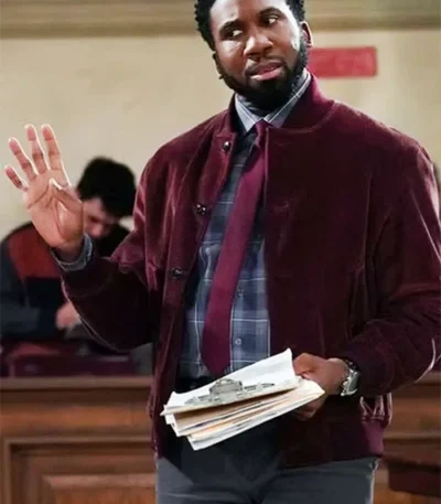 Wyatt Night Court S03 Maroon Bomber Jacket