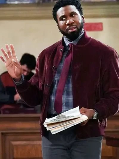 Wyatt Night Court S03 Maroon Bomber Jacket