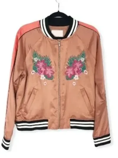 Zoey’s Extraordinary Playlist Pink Satin Bomber Jacket